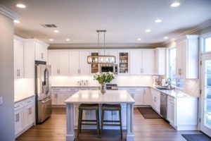 clean home kitchen shining in natural sunlight